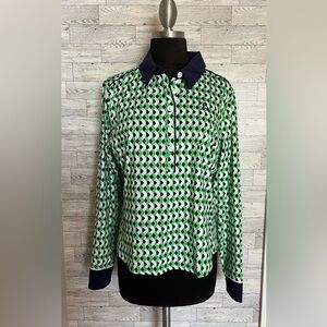 Kinona At The Pin Chevron Print Long Sleeve Golf Top